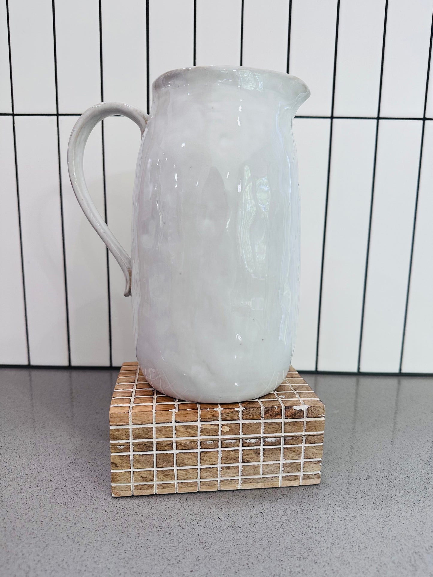 White Stoneware Pitcher